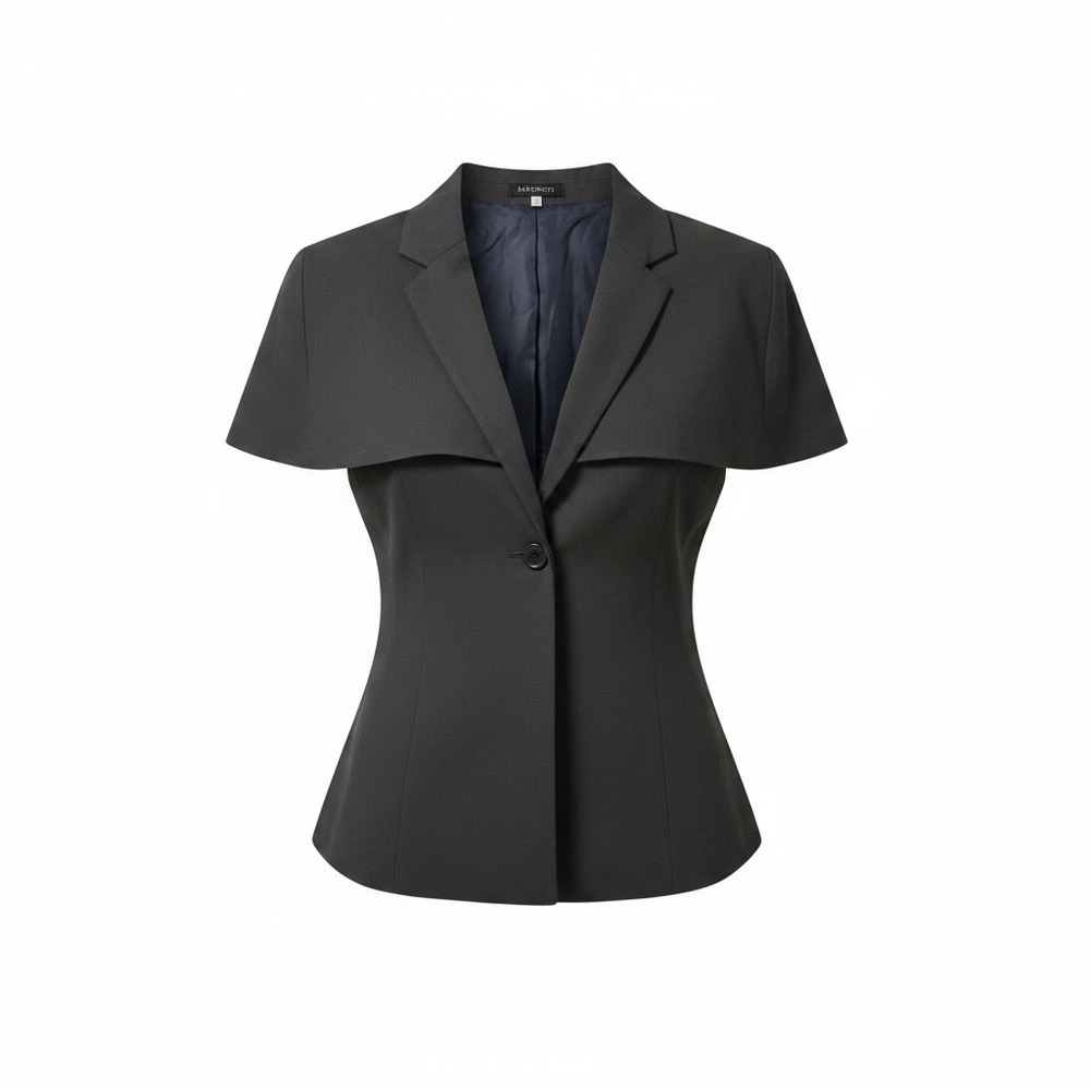 Lulumari Black Cape Sleeve Blazer Jacket Single Button Tailored Top Size M